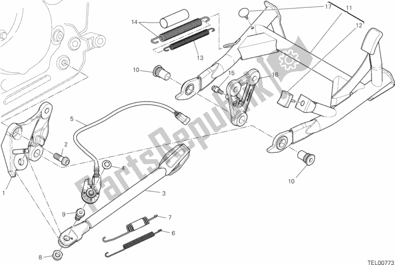 All parts for the Stand of the Ducati Hypermotard Hyperstrada USA 821 2014